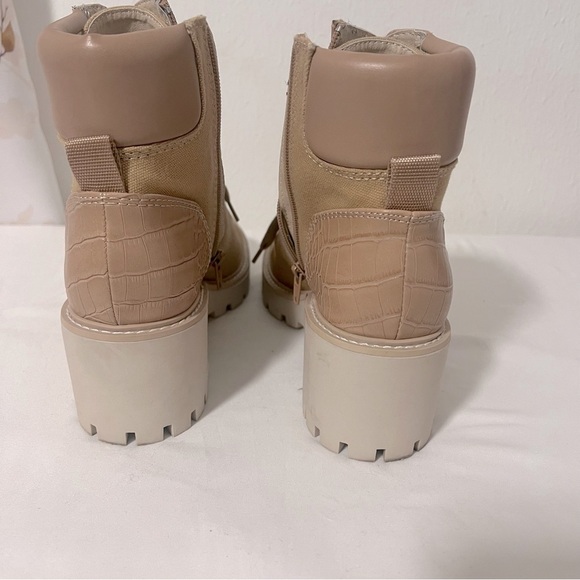 Dolce Vita Size 9M Tan Suede Leather Snakeskin Accent Combat Moto Ankle Booties - Picture 5 of 10
